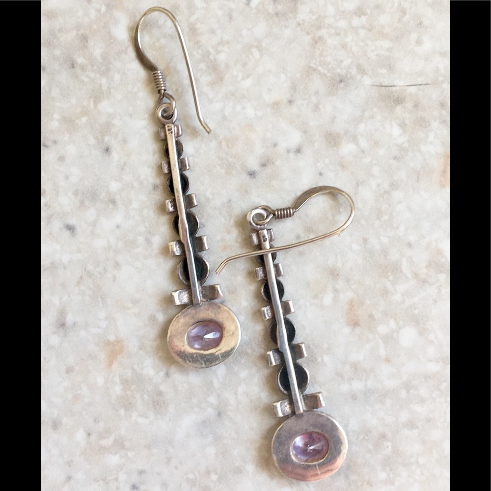 Gorgeous sterling and sparkling amethyst earrings - Picture 3 of 7